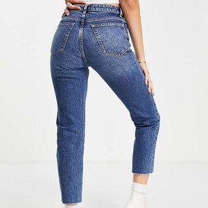 Topshop straight leg jeans in mid wash